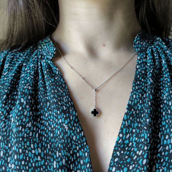 Серебряное колье с натуральным ониксом, вес изделия 3,2 гр (60002134) 450500 размер 2182719b фото