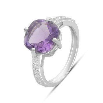 Срібна каблучка з натуральним аметистом 3.923ct, вага виробу 3,35 гр (2178996) 18 розмір 2178996 фото