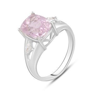 Серебряное кольцо с натуральным Кунцитом 4.494ct, вес изделия 3,78 гр (2116455) 17 размер 2116455 фото