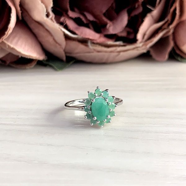 Серебряное кольцо с натуральным изумрудом 1.27ct, вес изделия 3,44 гр (1964804) 17.5 размер 1964804 фото