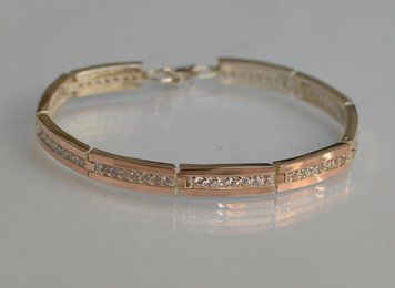 Срібний браслет з золотими напайками 2795761799 фото