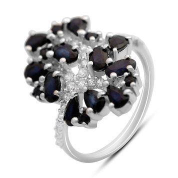 Срібна каблучка з натуральним сапфіром 3.66ct, вага виробу 4,47 гр (2170327) 17.5 розмір 2170327 фото