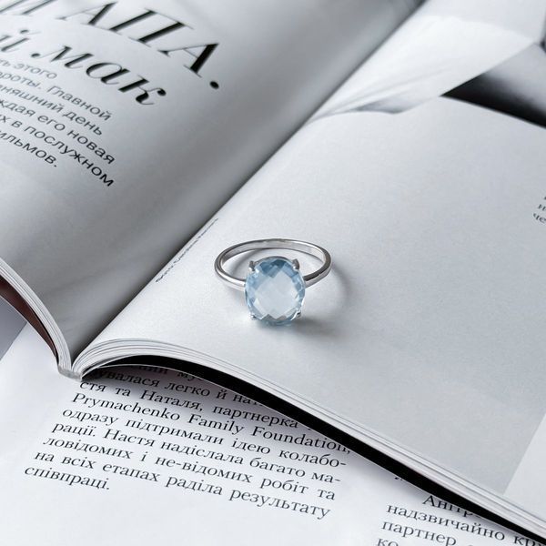 Срібна каблучка з натуральним топазом 4.875ct, вага виробу 2,91 гр (2049425) 18 розмір 2049425 фото